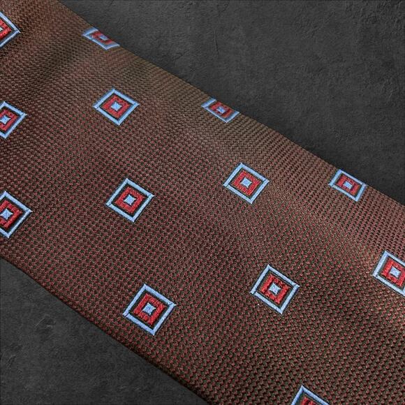 Men's Silk Tie Ermenegildo Zegna Geometric 100% Italian Silk Professional Tie - Picture 2 of 3